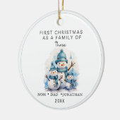 Eerste Kerstmis Familie van Drie Pinguïns Keramisc Keramisch Ornament (Links)