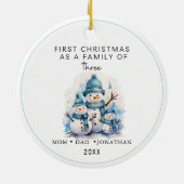 Eerste Kerstmis Familie van Drie Pinguïns Keramisc Keramisch Ornament (Achterkant)