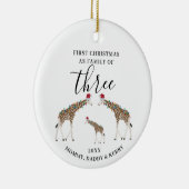 Eerste Kerstmis Familie van Drie Schattigee Giraff Keramisch Ornament (Rechts)