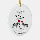 Eerste Kerstmis Familie van Drie Schattigee Zebra Keramisch Ornament (Rechts)
