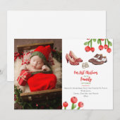 Eerste Kerstmis Familie van Drie Schoenen Foto Feestdagenkaart (Voorkant / Achterkant)