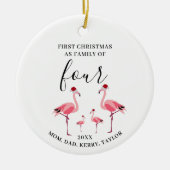 Eerste Kerstmis Familie van Vier Schattigee Flamin Keramisch Ornament (Voorkant)