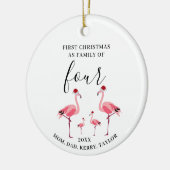 Eerste Kerstmis Familie van Vier Schattigee Flamin Keramisch Ornament (Links)