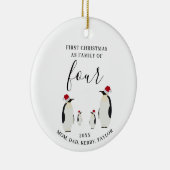 Eerste Kerstmis Familie van Vier Schattigee Pinguï Keramisch Ornament (Rechts)