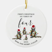 Eerste Kerstmis Familie van Vier Schattigee Wasbee Keramisch Ornament (Voorkant)