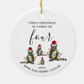 Eerste Kerstmis Familie van Vier Schattigee Wasbee Keramisch Ornament (Achterkant)