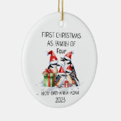 Eerste Kerstmis Familie van Vier Woodpeckers Vogel Keramisch Ornament (Rechts)