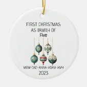 Eerste Kerstmis Familie van Vijf  Ornament (Voorkant)
