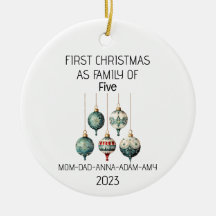Eerste Kerstmis Familie van Vijf  Ornament