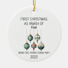 Eerste Kerstmis Familie van Vijf Ornament