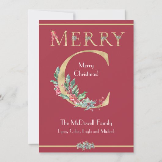 Eerste Kerstmis, Feestelijk rood, Baby Foto Kaart (Achterkant)