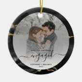 Eerste Kerstmis Foto Black Agate Keramisch Ornament (Voorkant)