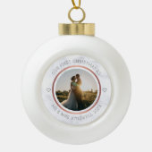 Eerste Kerstmis Foto Elegant Marble Keramische Bal Ornament (Voorkant)