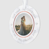 Eerste Kerstmis Foto Elegant Marble Ornament (voorkant)