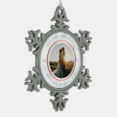 Eerste Kerstmis Foto Elegant Marble Tin Sneeuwvlok Ornament (Links)