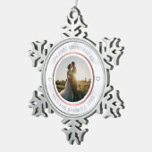 Eerste Kerstmis Foto Elegant Marble Tin Sneeuwvlok Ornament (Rechts)