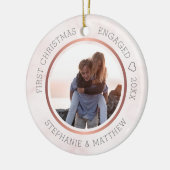 Eerste Kerstmis Foto Elegant Pink Marble Keramisch Ornament (Links)