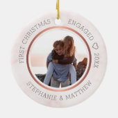 Eerste Kerstmis Foto Elegant Pink Marble Keramisch Ornament (Achterkant)