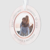 Eerste Kerstmis Foto Elegant Pink Marble Ornament (voorkant)