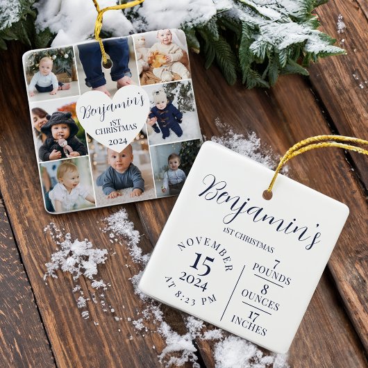 Eerste Kerstmis Foto Galerij Geboorte Statistieken Keramisch Ornament