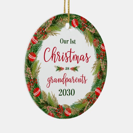 Eerste Kerstmis Foto grootouders Keramisch Ornament (Rechts)