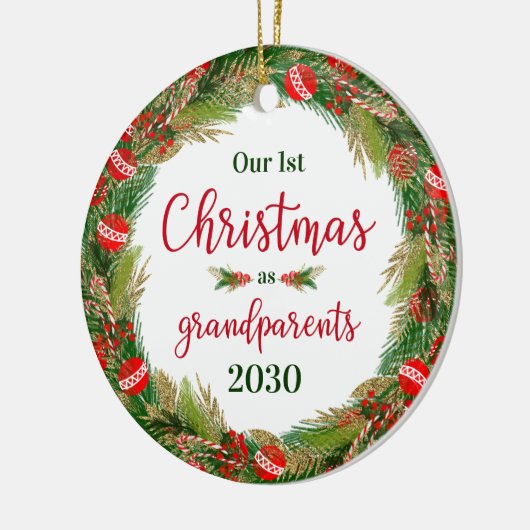 Eerste Kerstmis Foto grootouders Keramisch Ornament (Links)