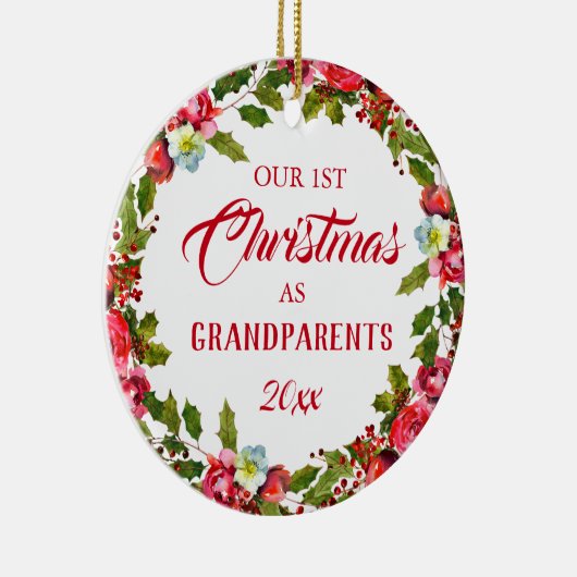 Eerste Kerstmis Foto grootouders Keramisch Ornament (Rechts)