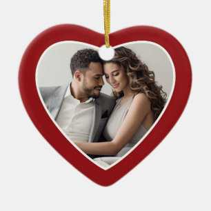 Eerste Kerstmis Foto Lijst - Hart Dubbelzijdig Keramisch Ornament