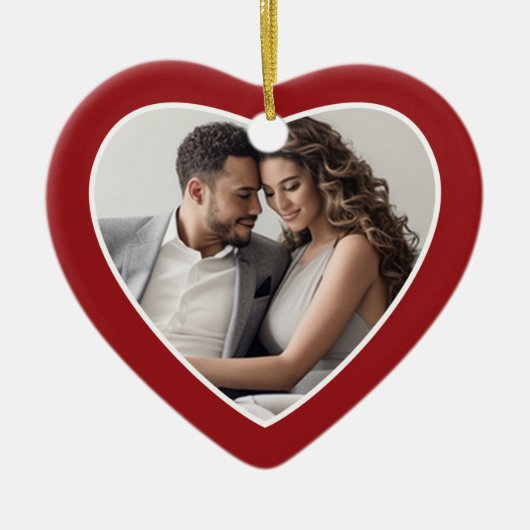 Eerste Kerstmis Foto Lijst - Hart Dubbelzijdig Keramisch Ornament (Voorkant)