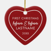 Eerste Kerstmis Foto Lijst - Hart Dubbelzijdig Keramisch Ornament (Achterkant)