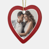 Eerste Kerstmis Foto Lijst - Hart Dubbelzijdig Keramisch Ornament (Links)