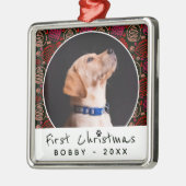 Eerste Kerstmis foto van één lijnpatroonpatroon Metalen Ornament (Links)