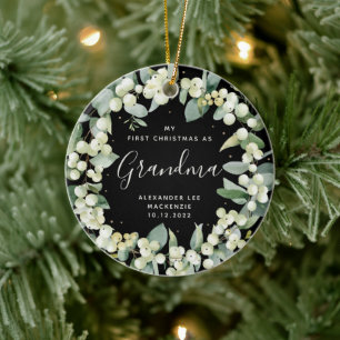 Eerste kerstmis foto van grootouder/ander familiel keramisch ornament