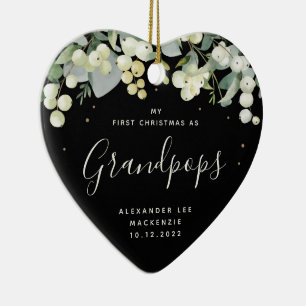 Eerste kerstmis foto van grootouder/ander familiel keramisch ornament