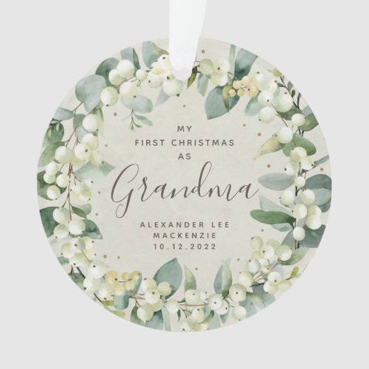 Eerste kerstmis foto van grootouder/ander familiel ornament (voorkant)
