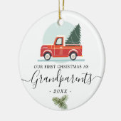 Eerste Kerstmis Foto van grootouders  vrachtwagen Keramisch Ornament (Links)