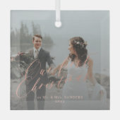 Eerste Kerstmis Foto van Mr. en Mrs. Glas Ornament (Voorkant)