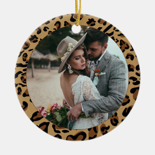Eerste Kerstmis, foto van Mr & Mrs Leopard Keramisch Ornament (Voorkant)