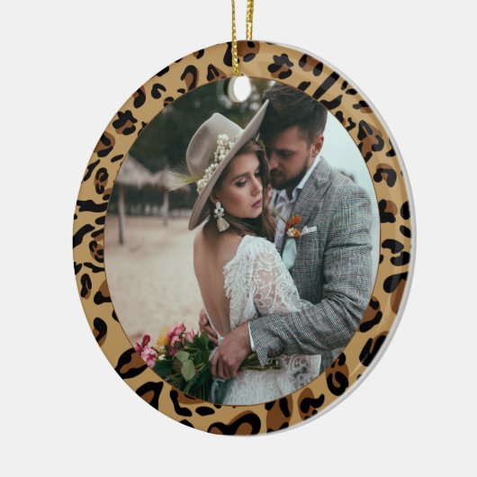 Eerste Kerstmis, foto van Mr & Mrs Leopard Keramisch Ornament (Links)
