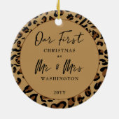 Eerste Kerstmis, foto van Mr & Mrs Leopard Keramisch Ornament (Achterkant)