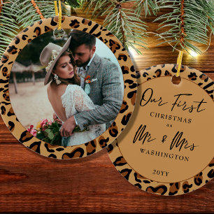 Eerste Kerstmis, foto van Mr & Mrs Leopard Keramisch Ornament