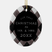 Eerste Kerstmis Foto van Pas getrouwd en Mr. Keramisch Ornament (Rechts)