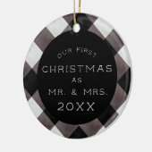 Eerste Kerstmis Foto van Pas getrouwd en Mr. Keramisch Ornament (Links)