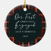 Eerste Kerstmis foto van Tartan Keramisch Ornament (Achterkant)