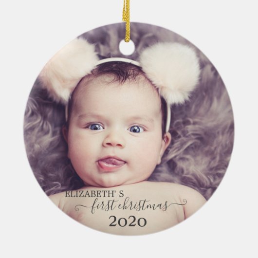 Eerste Kerstmis, Fotovakantie Keramisch Ornament (Achterkant)