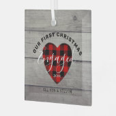 Eerste Kerstmis Geëvenieerd Rustic Heart op maat Glas Ornament (Voorkant links)