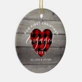 Eerste Kerstmis Geëvenieerd Rustic Heart op maat Keramisch Ornament (Rechts)