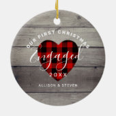 Eerste Kerstmis Geëvenieerd Rustic Heart op maat Keramisch Ornament (Achterkant)