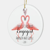 Eerste Kerstmis, gehuwd met flamingos Keramisch Ornament (Links)