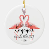 Eerste Kerstmis, gehuwd met flamingos Keramisch Ornament (Achterkant)